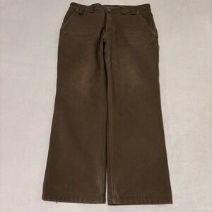 Duluth Trading Co Flex Fire Hose Fleece Lined Work Pants Brown 38x32 Relaxed Fit